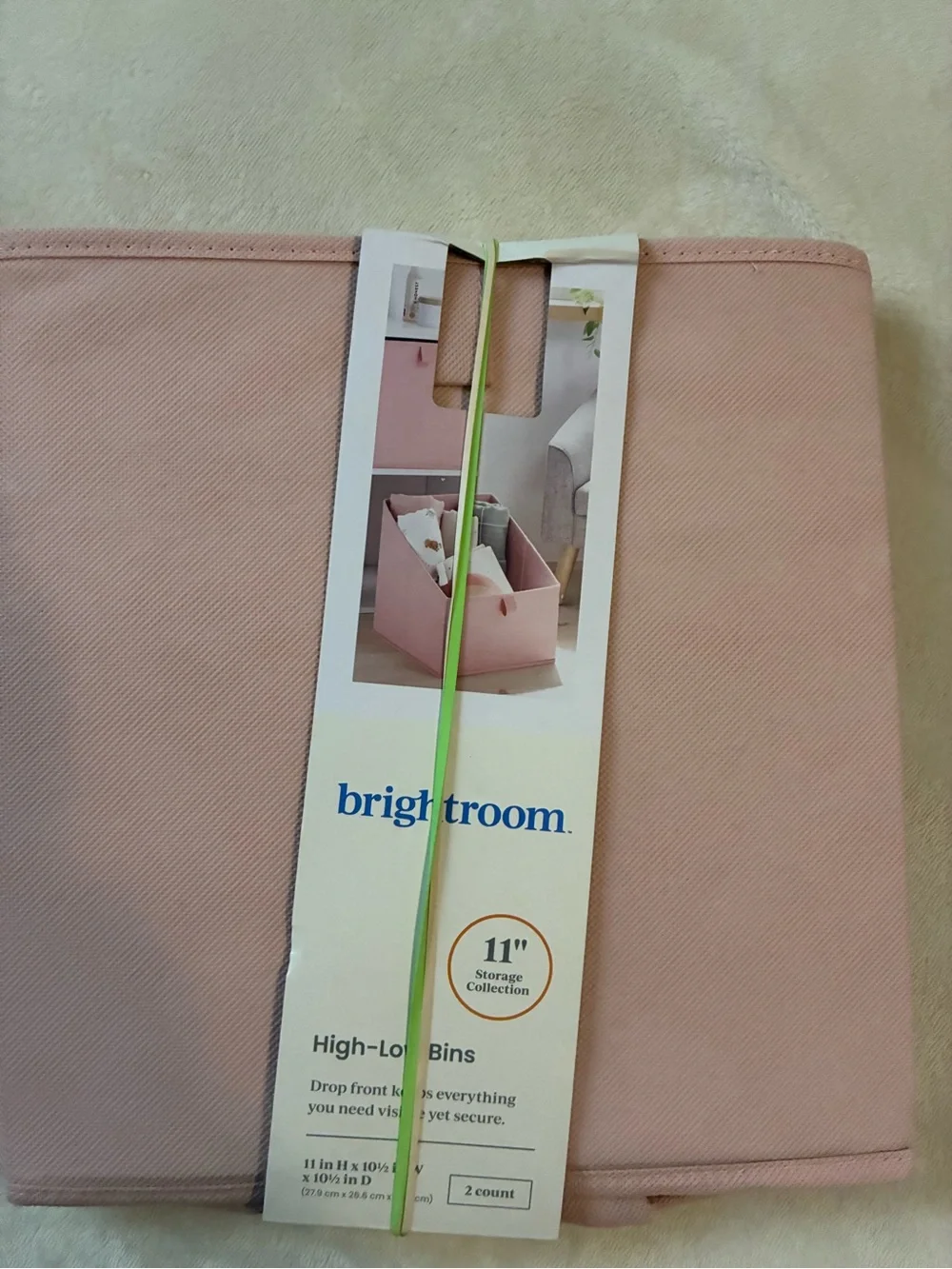 brightroom Pink High-Low Fabric Storage Bin - 2 Pack